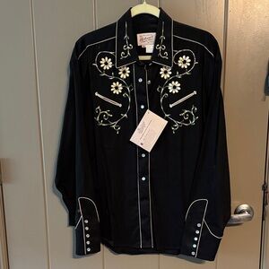 Rockmount Ranch Wear women’s Black Embroidered Western Shirt XL
